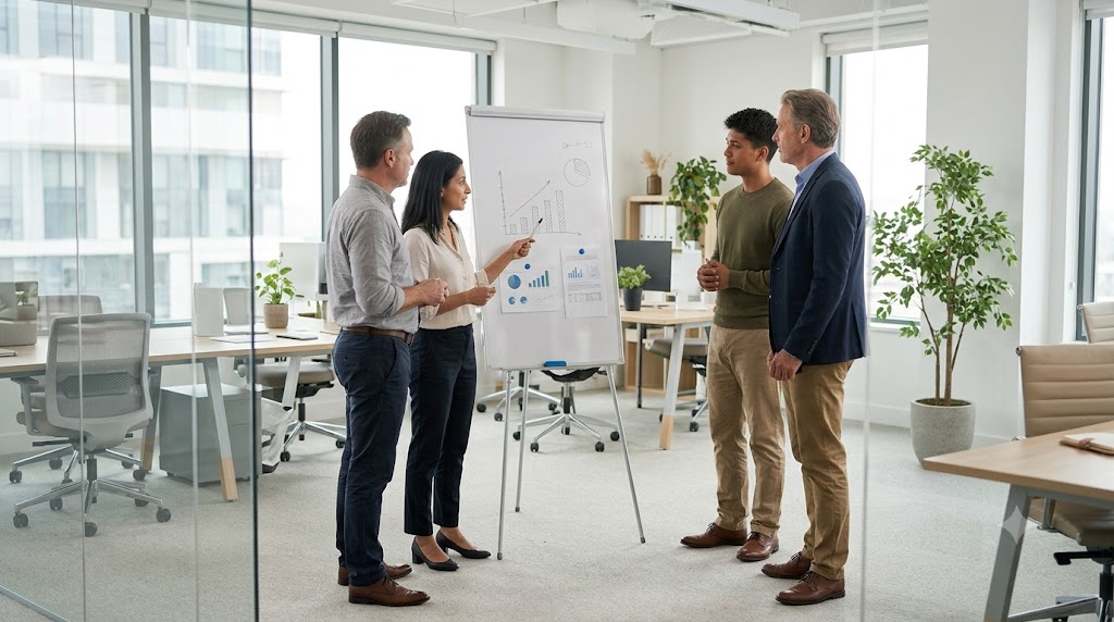 Échange professionnel autour des solutions Orialis de gestion de patrimoine, retraite, assurance mutuelle et prévoyance
